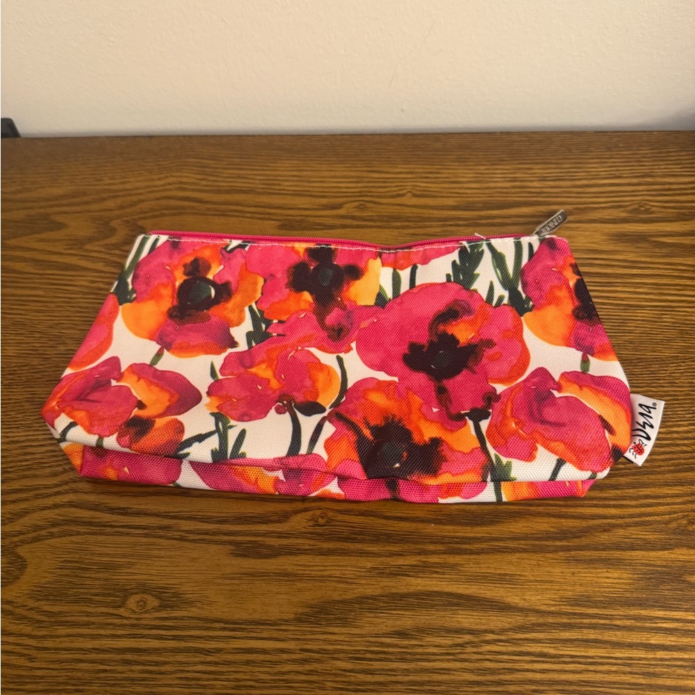 Clinique Cosmetic Makeup Bag Featuring A Limited-Edition "Poppy" Floral Print